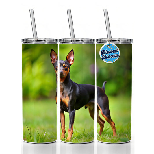 Miniature Pinscher Dog Photo Skinny Tumbler 20oz with Straw Insulated Water Bottle Gift