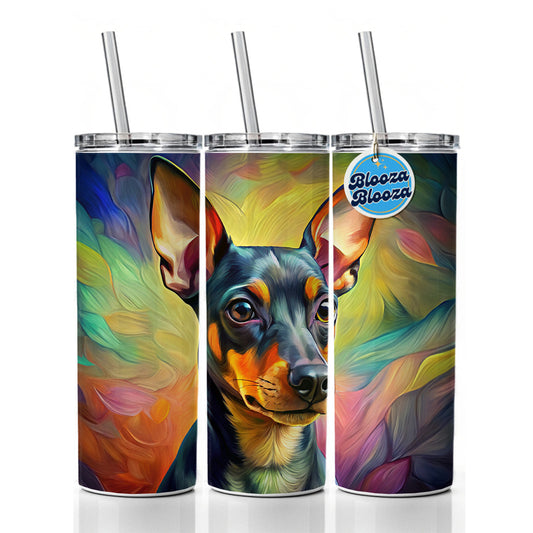 Miniature Pinscher Dog Pop Art Skinny Tumbler 20oz with Straw Insulated Water Bottle Gift