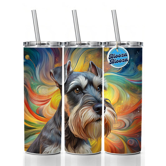 Miniature Schnauzer Dog Abstract Art Skinny Tumbler 20oz with Straw Insulated Water Bottle Gift