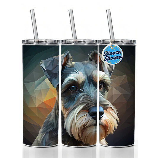 Miniature Schnauzer Dog Abstract Stylized Art Skinny Tumbler 20oz with Straw Insulated Water Bottle Gift
