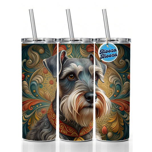 Miniature Schnauzer Dog Art Nouveau Skinny Tumbler 20oz with Straw Insulated Water Bottle Gift
