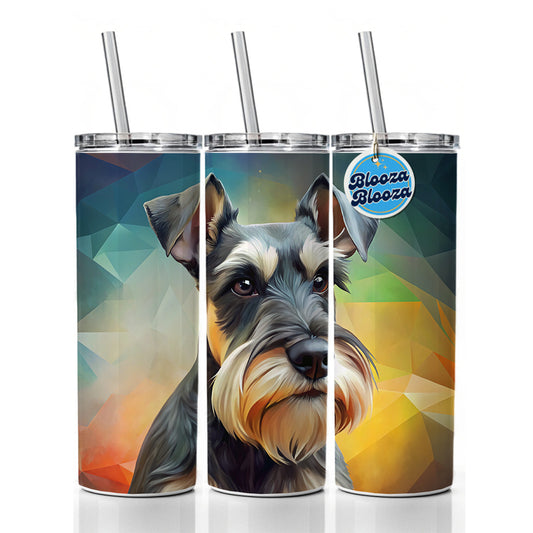 Miniature Schnauzer Dog Contemporary Art Skinny Tumbler 20oz with Straw Insulated Water Bottle Gift