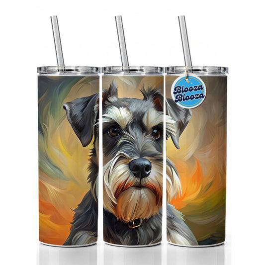 Miniature Schnauzer Dog Expressionism Art Skinny Tumbler 20oz with Straw Insulated Water Bottle Gift