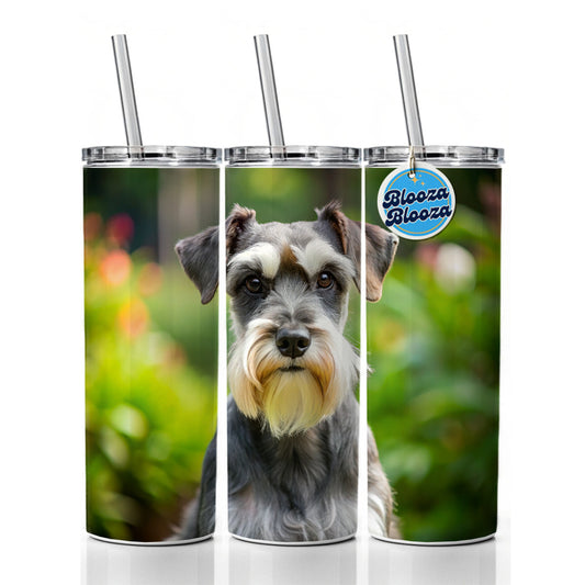 Miniature Schnauzer Dog Photo Skinny Tumbler 20oz with Straw Insulated Water Bottle Gift