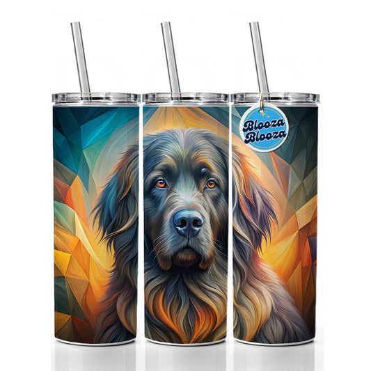 Newfoundland Dog Abstract Art Skinny Tumbler 20oz with Straw Insulated Water Bottle Gift