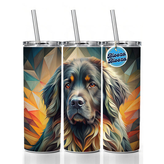Newfoundland Dog Abstract Stylized Art Skinny Tumbler 20oz with Straw Insulated Water Bottle Gift