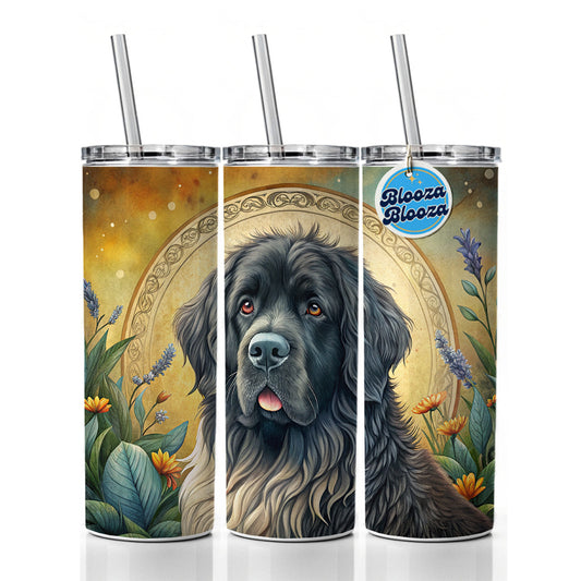 Newfoundland Dog Art Nouveau Skinny Tumbler 20oz with Straw Insulated Water Bottle Gift