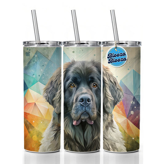 Newfoundland Dog Contemporary Art Skinny Tumbler 20oz with Straw Insulated Water Bottle Gift