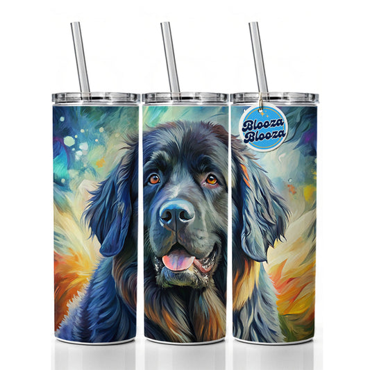 Newfoundland Dog Expressionism Art Skinny Tumbler 20oz with Straw Insulated Water Bottle Gift