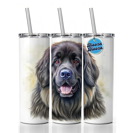 Newfoundland Dog Illustration Skinny Tumbler 20oz with Straw Insulated Water Bottle Gift