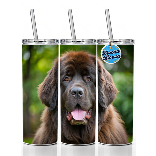 Newfoundland Dog Photo Skinny Tumbler 20oz with Straw Insulated Water Bottle Gift