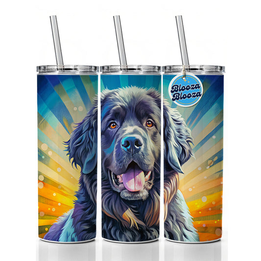 Newfoundland Dog Pop Art Skinny Tumbler 20oz with Straw Insulated Water Bottle Gift