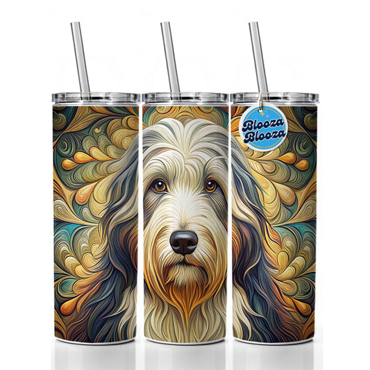 Old English Sheepdog Dog Art Nouveau Skinny Tumbler 20oz with Straw Insulated Water Bottle Gift