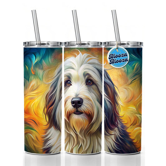 Old English Sheepdog Dog Bohemian Art Skinny Tumbler 20oz with Straw Insulated Water Bottle Gift