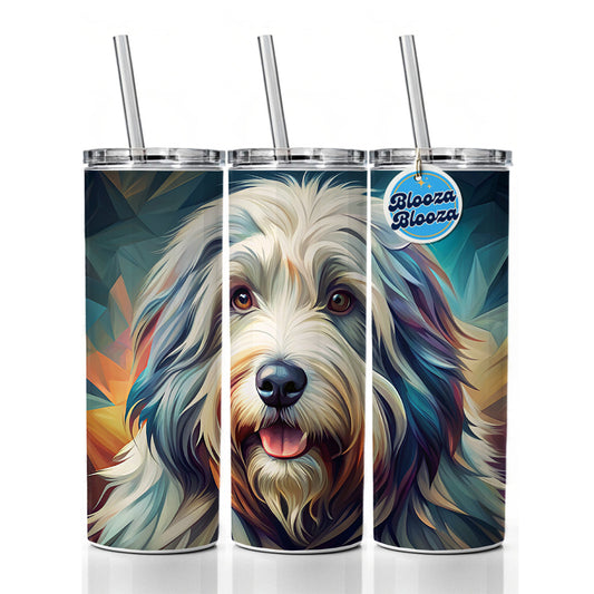 Old English Sheepdog Dog Contemporary Art Skinny Tumbler 20oz with Straw Insulated Water Bottle Gift
