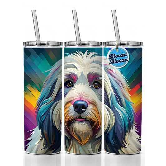 Old English Sheepdog Dog Pop Art Skinny Tumbler 20oz with Straw Insulated Water Bottle Gift