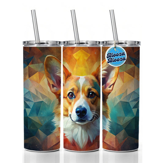 Pembroke Welsh Corgi Dog Abstract Art Skinny Tumbler 20oz with Straw Insulated Water Bottle Gift