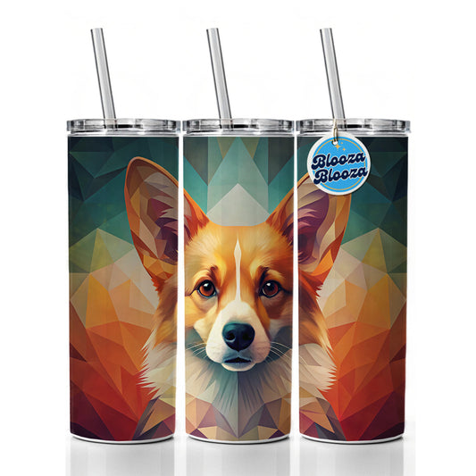 Pembroke Welsh Corgi Dog Abstract Stylized Art Skinny Tumbler 20oz with Straw Insulated Water Bottle Gift