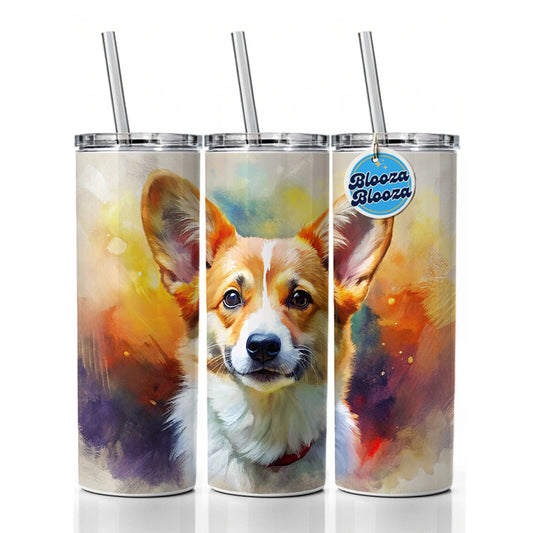 Pembroke Welsh Corgi Dog Expressionism Art Skinny Tumbler 20oz with Straw Insulated Water Bottle Gift