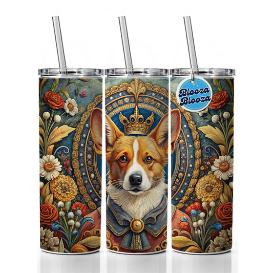 Pembroke Welsh Corgi Dog French Bohemian Art Skinny Tumbler 20oz with Straw Insulated Water Bottle Gift