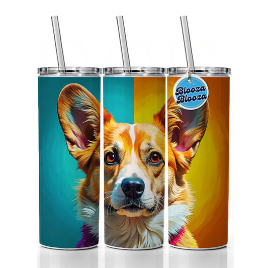 Pembroke Welsh Corgi Dog Pop Art Skinny Tumbler 20oz with Straw Insulated Water Bottle Gift