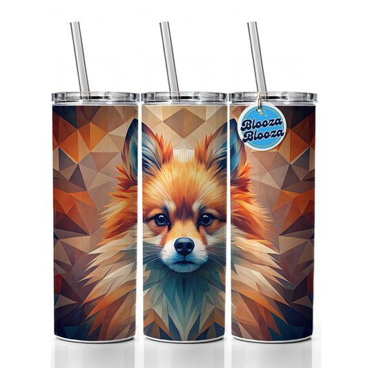 Pomeranian Dog Abstract Stylized Art Skinny Tumbler 20oz with Straw Insulated Water Bottle Gift