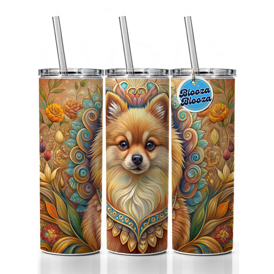 Pomeranian Dog Art Nouveau Skinny Tumbler 20oz with Straw Insulated Water Bottle Gift