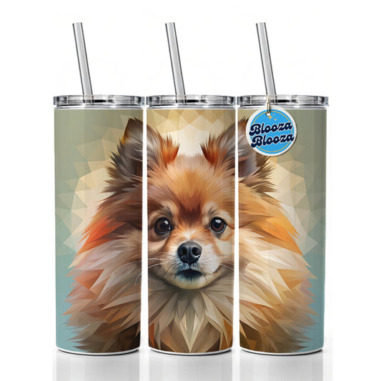 Pomeranian Dog Contemporary Art Skinny Tumbler 20oz with Straw Insulated Water Bottle Gift