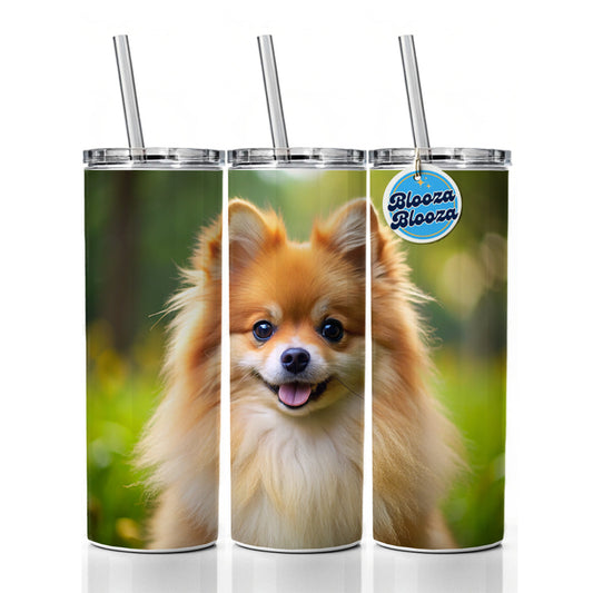 Pomeranian Dog Photo Skinny Tumbler 20oz with Straw Insulated Water Bottle Gift