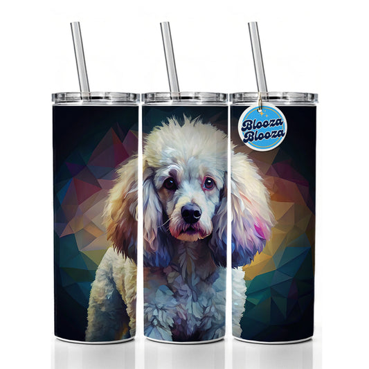 Poodle Dog Abstract Stylized Art Skinny Tumbler 20oz with Straw Insulated Water Bottle Gift