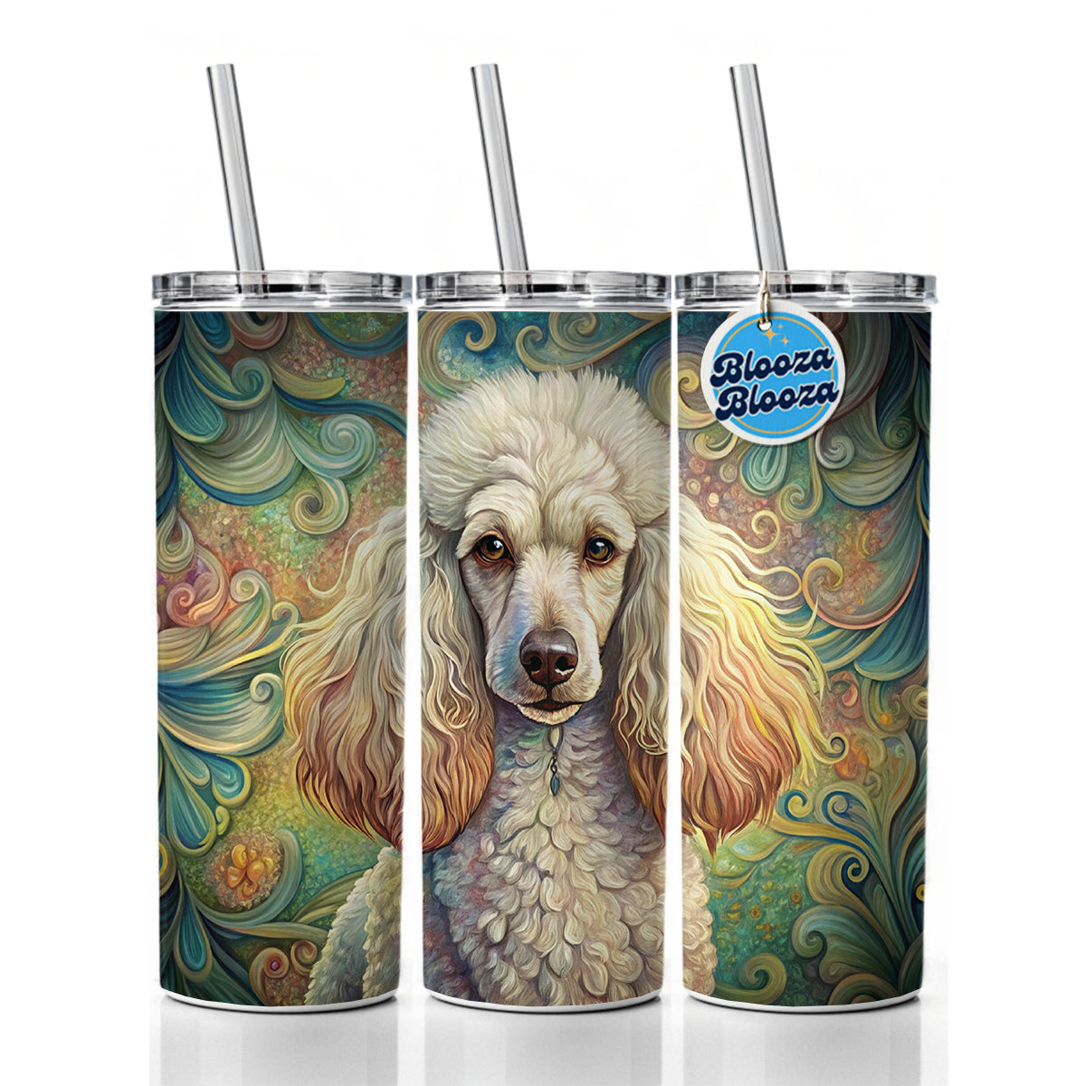 Poodle Dog Art Nouveau Skinny Tumbler 20oz with Straw Insulated Water Bottle Gift