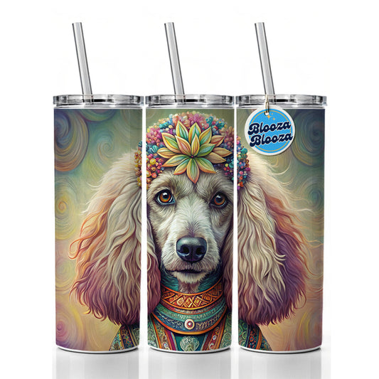 Poodle Dog Bohemian Art Skinny Tumbler 20oz with Straw Insulated Water Bottle Gift