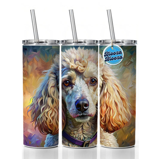 Poodle Dog Expressionism Art Skinny Tumbler 20oz with Straw Insulated Water Bottle Gift
