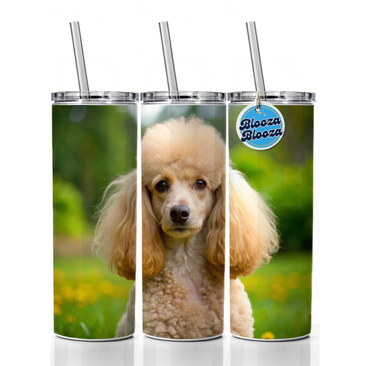 Poodle Dog Photo Skinny Tumbler 20oz with Straw Insulated Water Bottle Gift