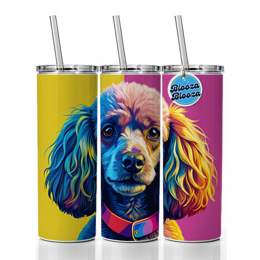 Poodle Dog Pop Art Skinny Tumbler 20oz with Straw Insulated Water Bottle Gift