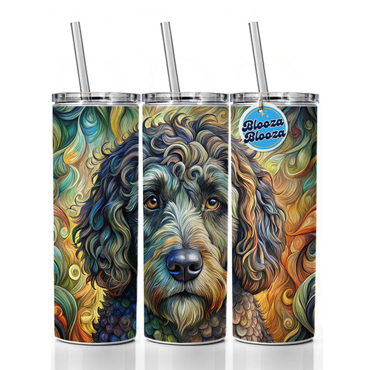 Portuguese Water Dog Abstract Art Skinny Tumbler 20oz with Straw Insulated Water Bottle Gift