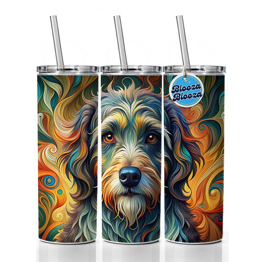 Portuguese Water Dog Abstract Stylized Art Skinny Tumbler 20oz with Straw Insulated Water Bottle Gift