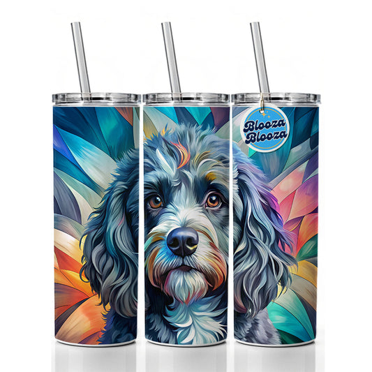 Portuguese Water Dog Contemporary Art Skinny Tumbler 20oz with Straw Insulated Water Bottle Gift