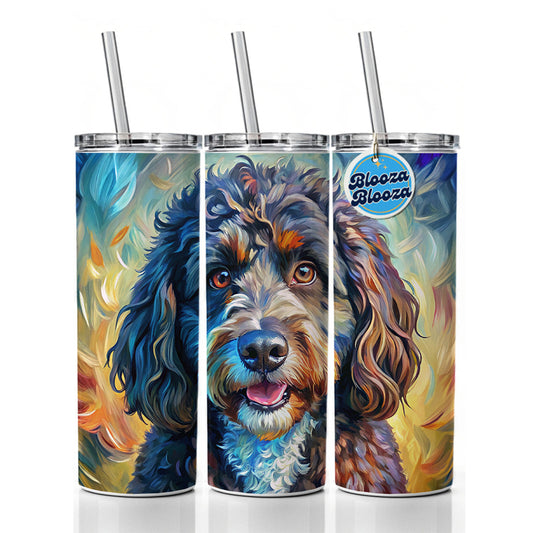 Portuguese Water Dog Expressionism Art Skinny Tumbler 20oz with Straw Insulated Water Bottle Gift