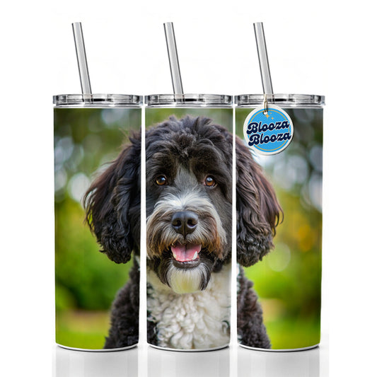 Portuguese Water Dog Photo Skinny Tumbler 20oz with Straw Insulated Water Bottle Gift