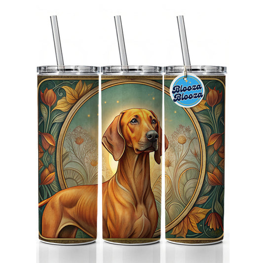 Rhodesian Ridgeback Dog Art Nouveau Skinny Tumbler 20oz with Straw Insulated Water Bottle Gift
