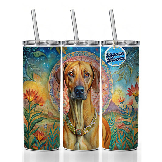 Rhodesian Ridgeback Dog Bohemian Art Skinny Tumbler 20oz with Straw Insulated Water Bottle Gift
