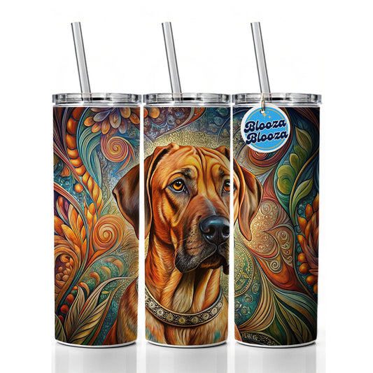 Rhodesian Ridgeback Dog French Bohemian Art Skinny Tumbler 20oz with Straw Insulated Water Bottle Gift