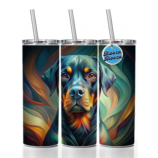 Rottweiler Dog Abstract Stylized Art Skinny Tumbler 20oz with Straw Insulated Water Bottle Gift