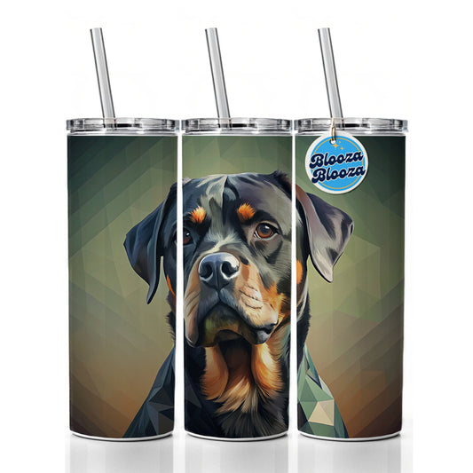 Rottweiler Dog Contemporary Art Skinny Tumbler 20oz with Straw Insulated Water Bottle Gift