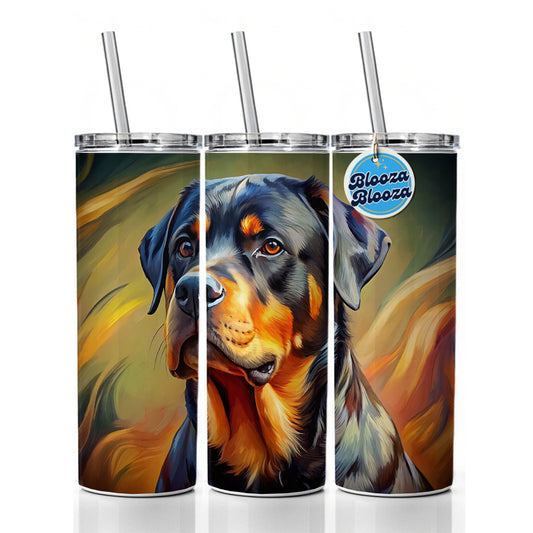 Rottweiler Dog Expressionism Art Skinny Tumbler 20oz with Straw Insulated Water Bottle Gift
