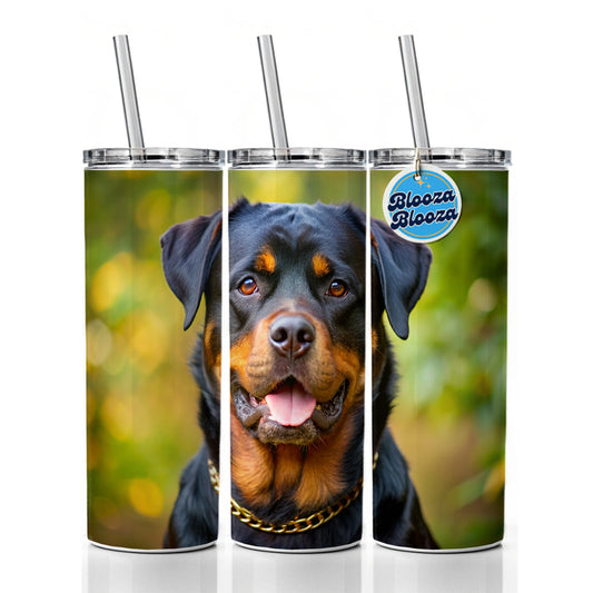Rottweiler Dog Photo Skinny Tumbler 20oz with Straw Insulated Water Bottle Gift