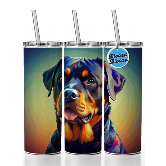 Rottweiler Dog Pop Art Skinny Tumbler 20oz with Straw Insulated Water Bottle Gift