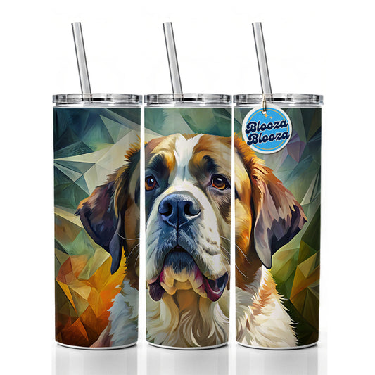 Saint Bernard Dog Contemporary Art Skinny Tumbler 20oz with Straw Insulated Water Bottle Gift