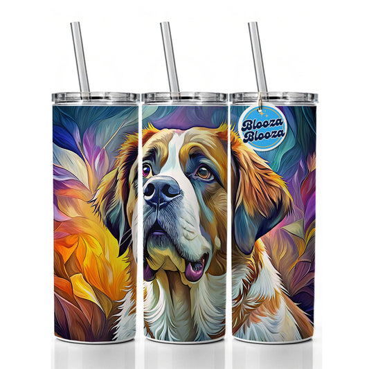 Saint Bernard Dog Pop Art Skinny Tumbler 20oz with Straw Insulated Water Bottle Gift